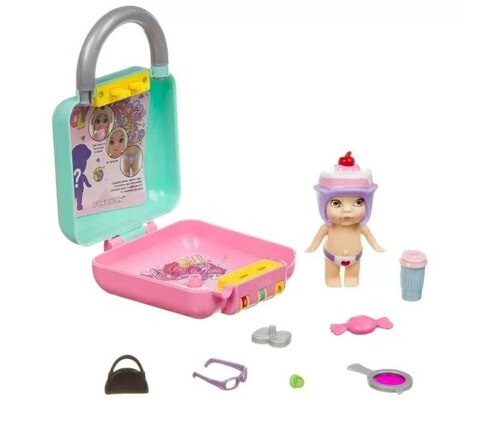 Bondibon Игровой набор OLY Кукла в чемоданчике на кодовом замке во фруктово-конфетной шапочке ВВ388