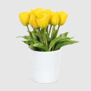 Букет тюльпанов в белом кашпо Конэко-О 10146_x2 28 см