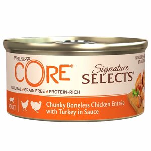 CORE Cat Signature Selects Chunky Boneless Chicken with Turkey / Консервы Кор для кошек Аппетитные кусочки Куриного филе с Индейкой в соусе (цена за упаковку)