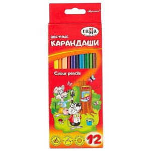 Цветные карандаши Гамма «Мультики», 12 штук