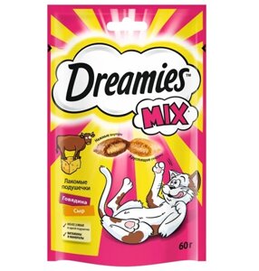 Dreamies Mix / Лакомство Дримис для кошек Подушечки Говядина Сыр