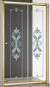Душевая дверь в нишу Cezares Giubileo-BF-1 стекло с узором, золото GIUBILEO-BF-1-120-CP-G