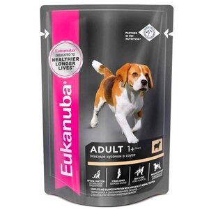 Eukanuba Dog Pouch Adult Lamb / Влажный корм (Паучи) Эукануба для взрослых собак с Ягненком в соусе (цена за упаковку)