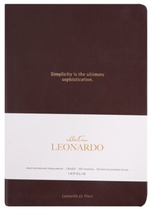 Ежедневник недат. А5 160л Leonardo темно-коричневый, иск. кожа, интегр. переплет, тонир. блок, отд. фольгой, ляссе