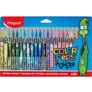 Фломастеры 24цв COLOR PEPS monster, к/к, подвес, maped