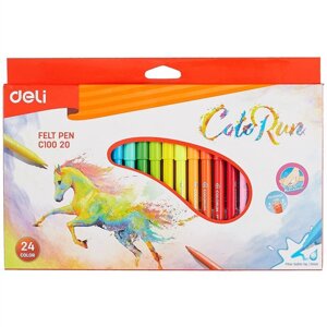 Фломастеры Color Run 24цв., к/к, подвес, DELI