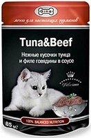 Gina Tuna & Beef / Паучи Джина для кошек Нежные кусочки Тунца и филе говядины в соусе (цена за упаковку)