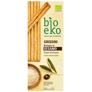 Гриссини EKO BIO из цельнозерновой пшеничной муки с кунжутом 125 г