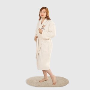 Халат женский Asil sauna Beige XXXL махровый с воротником