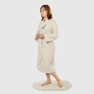 Халат женский Asil Sauna beige XXXL вафельный с воротником