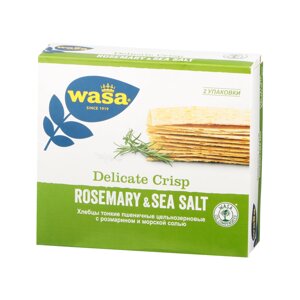 Хлебцы пшеничные Wasa Delicate Crisp Rosemary & Sea Salt цельнозерновые тонкие с розмарином и морской солью 190 г