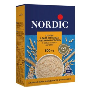 Хлопья Nordic 4 вида зерновых с овсяными отрубями 500 г