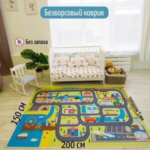 Игровой коврик TESCON Безворсовый войлочный детский коврик "Дорога-ЖД" 150*200 см