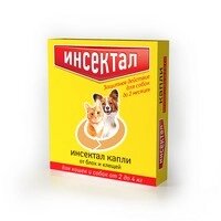 Инсектал / Капли от Блох и Клещей для кошек и собак весом 2 - 4 кг