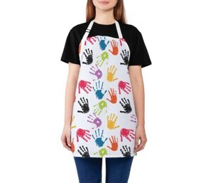 JoyArty Фартук кухонный Цветные отпечатки рук универсальный размер для женщин и мужчин 65x65 см