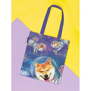 JoyArty Сумка шоппер Собаки в космосе ткань под лен 35x37x7 см