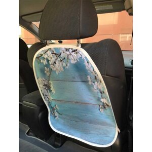 JoyArty Защитная накидка на спинку автомобильного сидения Ветка вишни на деревянных досках