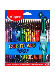 Карандаши цветные 24цв colorpeps monster , к/к, подвес, MAPED