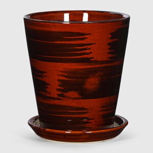 Кашпо керамическое для цветов Shine Pots 13x15см коричневый глянец