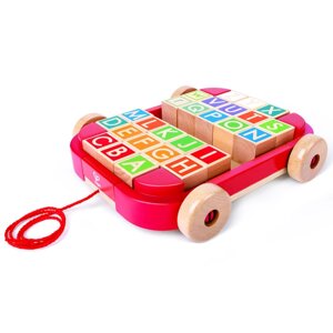 Каталка-игрушка Hape тележка с кубиками и английским алфавитом
