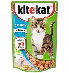 Kitekat / Паучи Китикет для кошек Рыба в соусе (цена за упаковку)