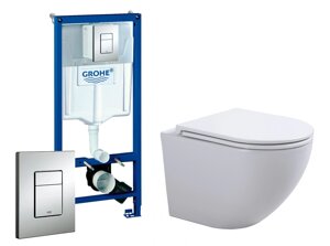 Комплект 3 в 1 инсталляция Grohe Rapid SL + Унитаз подвесной SinteSi EVI + кнопка хром