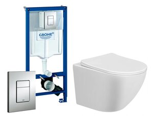 Комплект 3 в 1 инсталляция Grohe Rapid SL + Унитаз подвесной Taliente Amato M + кнопка хром OOO