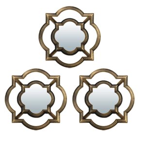 Комплект декоративных зеркал "Канны", бронза, 3шт, 25 см*25 см, D зеркала 12 см