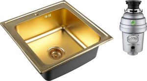 Комплект Мойка кухонная Zorg Inox PVD Inox Pvd SZR-5050 bronze + Измельчитель отходов Zorg Inox D ZR-56 D