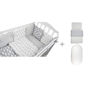 Комплект в кроватку Forest kids для овальной кроватки Sky (16 предметов) с постельным бельем и наматрасником