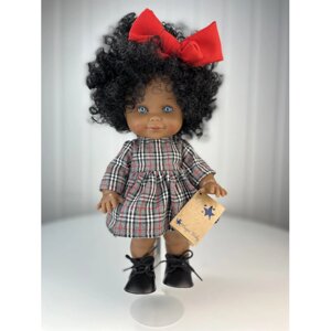 Lamagik S. L. Кукла Бетти темнокожая в платье в клетку с красным бантом 30 см