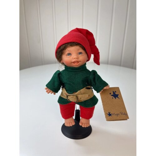 Lamagik S. L. Кукла Джестито Гном мальчик улыбается в зеленой рубашке и красных брюках 18 см