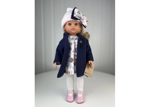 Lamagik S. L. Кукла Нэни в синем пальто и белой шапке 42 см