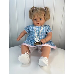 Lamagik S. L. Кукла-пупс Бобо блондинка с хвостиками в голубом платье и белой кофточке 65 см