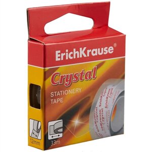 Лента клейкая 12ммх33м Crystal, в коробке, ErichKrause