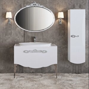Мебель для ванной La Beaute Charante 100 белая со стеклянной столешницей, фурнитура хром