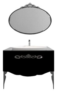 Мебель для ванной La Beaute Charante 100 черная со стеклянной столешницей, фурнитура хром