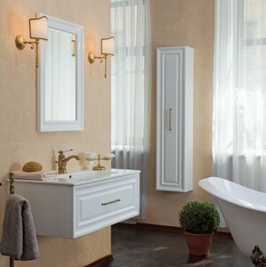 Мебель для ванной La Beaute Classic Cornelia 100 белый матовый, фурнитура бронза
