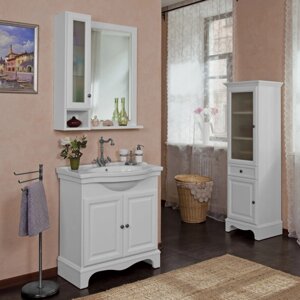 Мебель для ванной La Beaute Classic Michel 80 белый матовый, фурнитура серебро