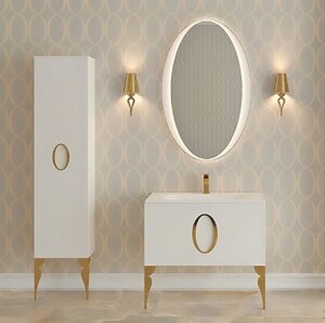 Мебель для ванной La Beaute Kantal 85 белая, фурнитура золото