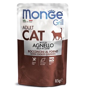 Monge Grill buste Adult agnello / Влажный корм Паучи Монж для взрослыз кошек Новозеландский ягненок (цена за упаковку)