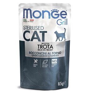 Monge Grill buste Sterilized trota / Влажный корм Паучи Монж для Стерилизованных кошек Итальянская форель (цена за упаковку)