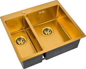 Мойка кухонная zorg inox PVD SZR-59-2-51-R bronze R, бронза