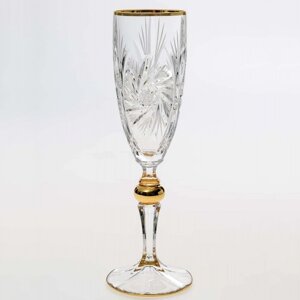 Набор бокалов для шампанского Bohemia Jihlava Pinwheel золотой шар 180 мл 6 шт