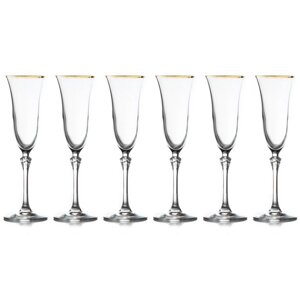 Набор бокалов для шампанского Lareine Gemma золото 150 мл 6 шт