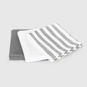 Набор из 3 кухонных салфеток Homelines textiles 45x65см белый/серый