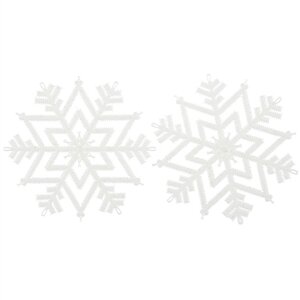 Набор пластиковых украшений Снежинки с блестками, 2 шт, белый цвет, 18 см