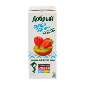 Напиток сокосодержащий Добрый Яблоко-клубника-киви, 0,2 л
