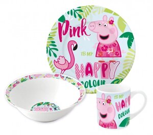 ND Play Набор посуды в подарочной упаковке Свинка Пеппа и Фламинго (3 предмета)