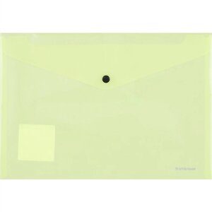 Папка-конверт А4 на кнопке Glossy Neon полупрозр. пластик, желтый, Erich Krause